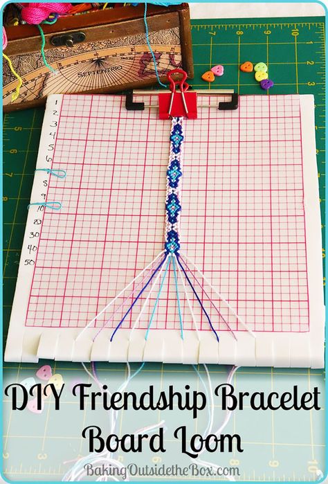 This loom for friendship bracelets is gentle on thread strands and helps you keep trqack of the pattern. Get the easy to make DIY for the Friendship Bracelet Loom instructions. Friendship Bracelet Board, Bracelet Loom, Diy Friendship Bracelet, Diy Crafts For Teens, Diy Crafts For Adults, The Friendship, Friendship Bracelets Diy, Diy Crafts Hacks, Crafts Hacks