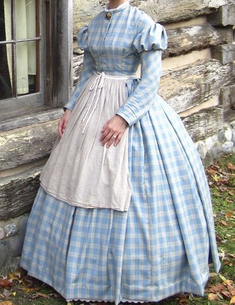 Pioneer Woman Outfit, Victorian Day Dress 1850, 1800s Fashion Women, Daisy Cosplay, 1860s Day Dress, Pioneer Fashion, Little Women Costumes, 1790s Fashion, 1860s Dresses