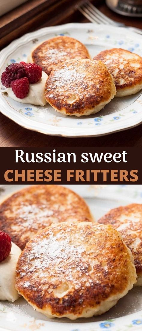 Sirniki Russian, Russian Meals, Russian Cheesecake, Cupcakes Images, Cheese Fritters, Curd Cheese, American Sweets, Sweet Cheese, Russian Dishes