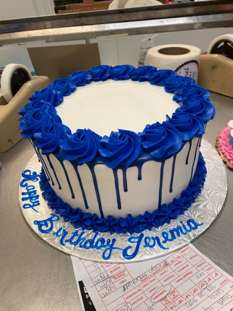 Royal Blue And Silver Birthday Cake, Blue And White Cake Design, Blue Birthday Cake For Men, Birthday Cake For Brother, Royal Blue Cake, Cake Design For Men, Melon Cake, Lemon Pie Recipe, Blue Birthday Cakes