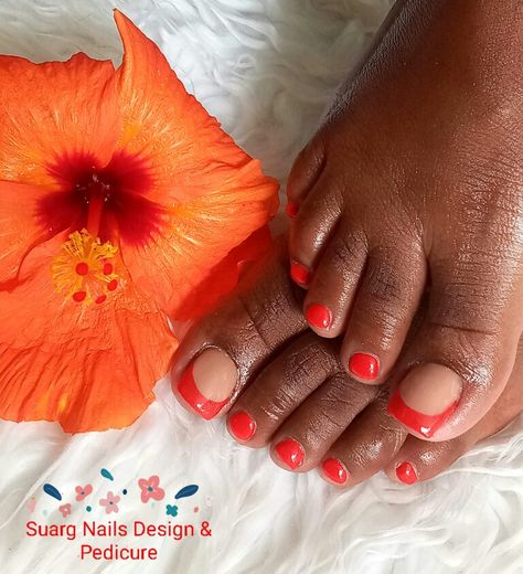 Black Toe Nails, Red Toenails, Pedicure Designs Toenails, Pedicure Designs, Nails Design, Toe Nails, Nail Designs, Orange, Nails