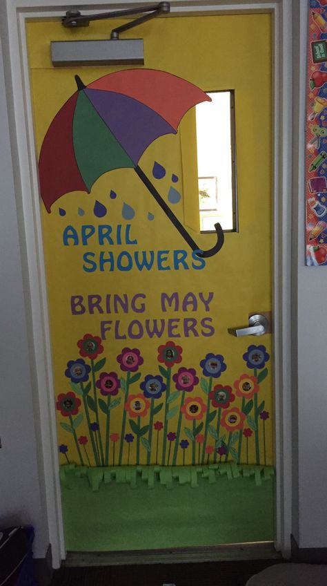 April showers bring May flowers door - students pics in center of flowers April Showers Bring May Flowers Door Decorations Classroom, April Showers Door Decorations Classroom, April Showers Bring May Flowers Door, April Classroom Door Ideas Spring, April Teacher Door Ideas, April Preschool Door Ideas, April Showers Bring May Flowers Bulletin Board, April Showers Bring May Flowers Bulletin, Easter Door Decorations For School