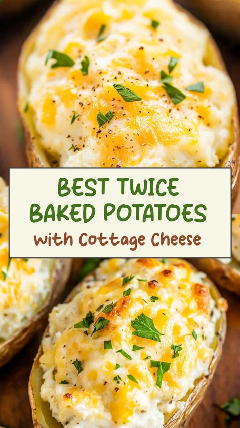 Indulge in the ultimate comfort food with these delicious twice-baked potatoes filled with creamy cottage cheese. This recipe combines the rich, cheesy goodness of traditional twice-baked potatoes with a light and fluffy texture from the cottage cheese. Perfect as a side dish or even as a hearty snack, these potatoes are easy to make and always a crowd-pleaser. Give your taste buds a treat and try out this twist on a classic favorite for your next meal!

Ingredients
4 large russet potatoes
1/2 c Baked Cottage Cheese, Best Twice Baked Potatoes, Low Calorie Pancakes, Cream Cheese Potatoes, Hearty Snacks, Cottage Cheese Pancakes, Healthy Potato Recipes, Cottage Cheese Recipes, Twice Baked