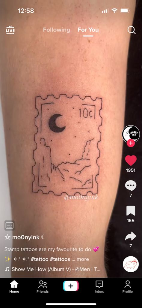 Stamp Tattoo Harry Styles, Harry Styles Stamp Tattoo, Canyon Moon Tattoo, Harry Styles Canyon Moon, Post Stamp Tattoo, Canyon Moon, Stamp Tattoo, Harry Styles Tattoos, Cute Tiny Tattoos