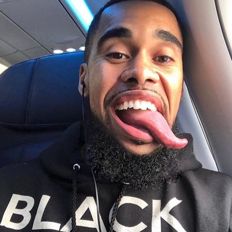 Black Guy Memes Funny, Guy With Tongue Out, Rizz Face Guy, Long Tongue Guy, Tiktok Rizz Party, Black Guy Pfp, Male Tongue, Brazilian Guys, Rizz Party