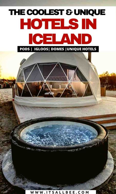 Hotels In Iceland, Bubble Hotel Iceland, Best Places To Stay In Iceland, Iceland Igloo Hotel, Iceland Igloo, Best Hotels In Iceland, Iceland Hotels, Iceland Honeymoon, Camping Pods