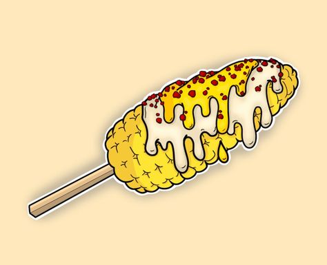 Elote Drawing, Elote In A Cup, Elote Preparado, Mexican Snack Foods, Mexican Art Painting, Small Business Gift Ideas, Loteria Cards, Mexican Snacks, Funny Artwork