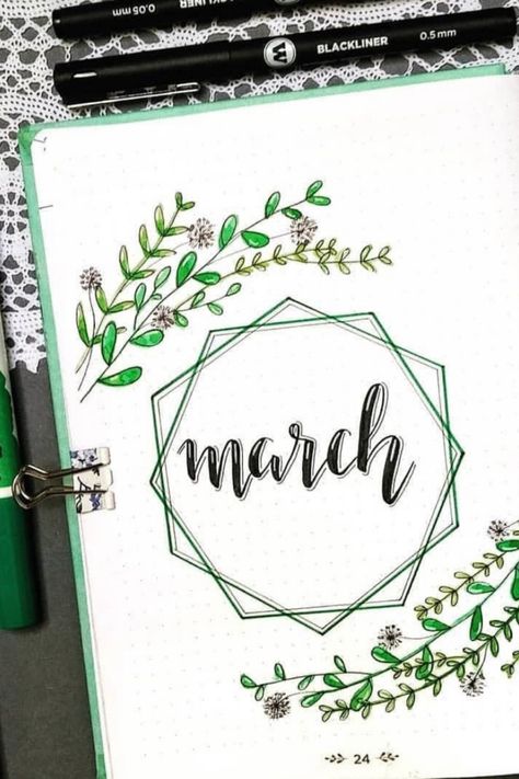 Bujo March Cover, March Bujo Cover, March Bujo, Diy Bullet Journal, Journal March, Bujo Cover, March Ideas, Bullet Journal Titles, March Bullet Journal