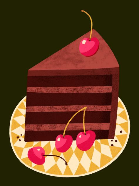 Piece Of Cake Illustration, Draw Food, Cats Food, Nature Food, Cake Illustration, Illustration Procreate, Illustration Food, Whimsical Illustration, Food Drawing