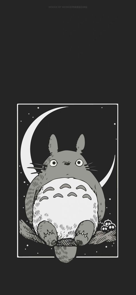 My Nabor Totoro Wallpaper, Totoro Black Wallpaper, Spooky Anime Wallpaper, Torotoro Anime Wallpaper, Black And White Ghibli Wallpaper, Iphone Wallpaper Polaroid, Boox Palma Aesthetic, Totoro Iphone Wallpaper, Boox Palma Wallpaper