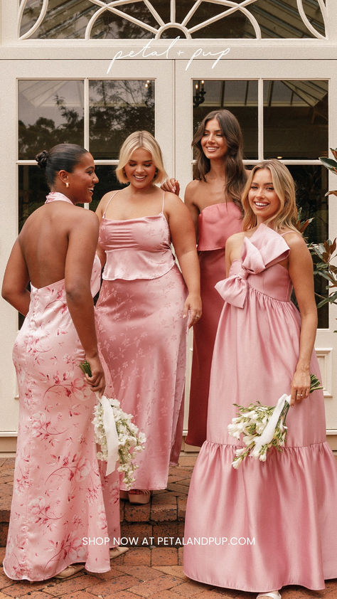 Shop chic, exclusive designs for all of life’s little moments with Petal and Pup. Revelry Bridesmaid Dresses Pink, Mismatch Pink Bridesmaids, 2025 Bridesmaid Dresses, Soft Pink Bridesmaid Dresses, Emerald Green And Pink Wedding, Mismatched Blush Bridesmaid Dresses, Three Bridesmaids, Pink Bridesmaid Dresses Mismatched, Pastel Pink Bridesmaid Dresses