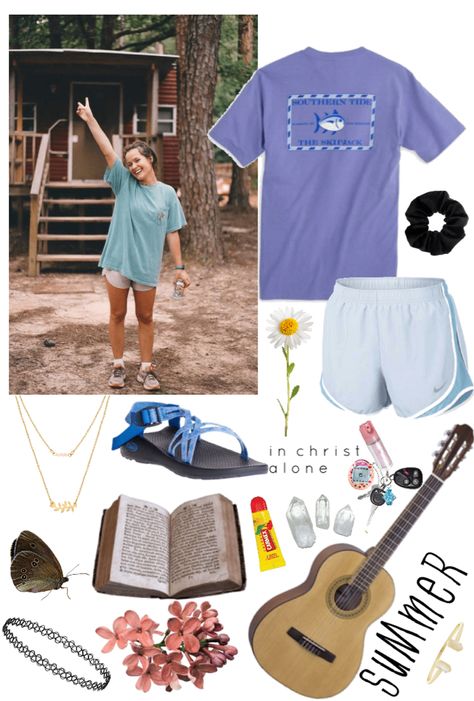 church camp outfit Summer Camp Outfits For Counselors, Church Camp Aesthetic Outfits, Church Camp Outfits Summer, Church Camp Essentials, Summer Camp Fits, Fuge Camp, Summer Camp Aesthetic Outfits, Mission Trip Outfits, Camp Counselor Outfit