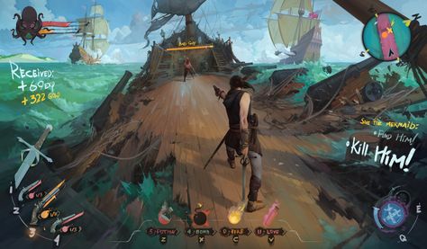 ArtStation - Corsair, Igor Artyomenko Sea Of Thieves, Video Game Design, Game Environment, Game Interface, Game Ui Design, Keys Art, Concept Artist, Game Concept Art, Game Concept