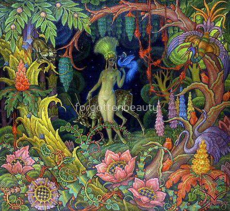 The Garden of Eden - Ferenc "Franz" Helbing Psy Art, Garden Of Eden, Adam And Eve, Spiritual Art, In The Forest, Art Movement, Graphic Artist, The Forest, Eden