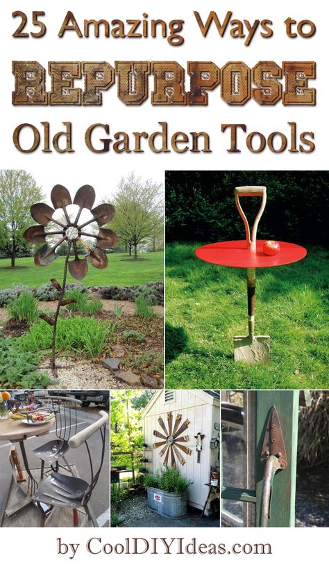 25 Amazing Ways to Repurpose Old Garden Tools - #repurposed #upcycled #DIY Shed Inspiration, Old Garden Tools, Old Garden, Garden Junk, Diy Upcycling, Home Vegetable Garden, Garden Tool, Old Tools, Garden Crafts