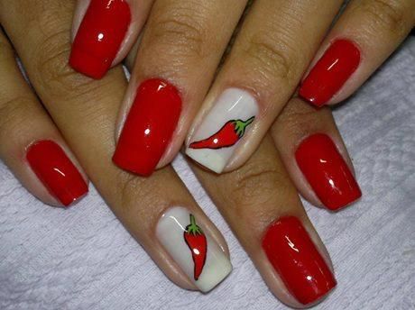 Chilli Pepper Nails, Chilli Nail Art, Chili Pepper Nails, Chili Nails, Red Spice, Hand Nails, Band Nails, Fingernail Designs, Diva Nails