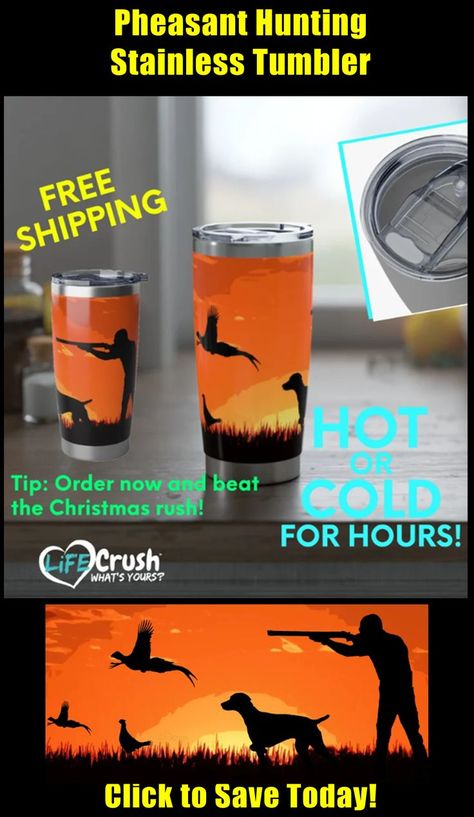 Tumbler Gift Ideas, Duck Hunting Gifts, Hunting Tumbler, Wildlife Home Decor, Bird Hunter, Pheasant Hunting, Sunrise Art, Duck Hunter, Bird Dog