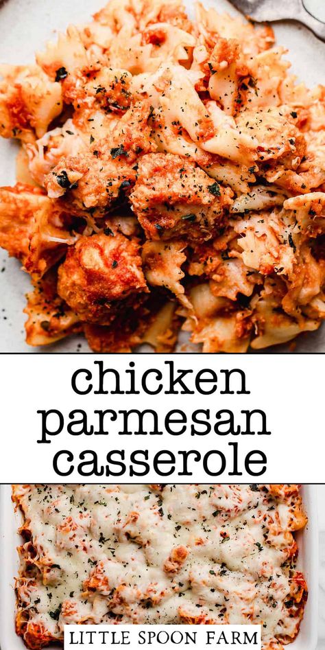 Easy Chicken Parmesan Casserole, Chicken Parmesan Casserole Recipe, Chicken Thigh Casserole, Little Spoon Farm, Baked Chicken Parm, Popcorn Chicken Recipe, Parmesan Casserole, Recipes For The Family, Great Chicken Recipes