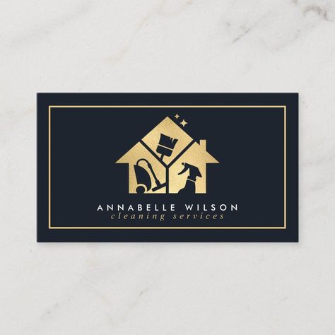 Cleaning Service Business Cards, Qr Code Social Media, Cleaning Service Logo, Gold House, Carpet Cleaning Business, Office Cleaning Services, Construction Cleaning, Qr Code Business Card, Gold Business Card