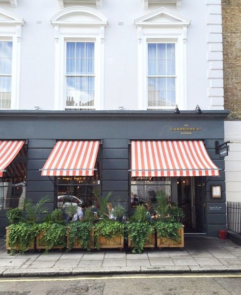 10 Storefronts With Showstopper Awnings Artist Residence London, Striped Awning, Artist Residence, Diy Awning, Pergola Diy, Restaurant Exterior, Cafe Seating, Exterior Signage, Pergola Lighting