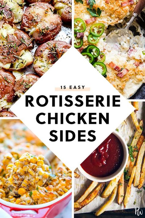 15 Quick and Easy Side Dishes to Try with Rotisserie Chicken #purewow #side dish #chicken #food #recipe #easy Quick Sides For Chicken, Rotisserie Chicken With Sides, Sides Dishes For Rotisserie Chicken, Rotisserie Chicken Sides Dishes, Sides With Rotisserie Chicken, What To Serve With Rotisserie Chicken, Rotisserie Chicken Side Dishes, Sides For Rotisserie Chicken, Rotisserie Chicken Sides