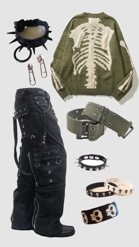 Masc Grunge Fairycore, Male Fairy Grunge Outfit, Grunge Outfit Masculine, Green Outfit Masc, Green Grunge Clothes, Gender Neutral Emo Outfits, Grunge Winter Outfits Masc, Trans Masc Grunge Outfits, Green Alternative Outfit