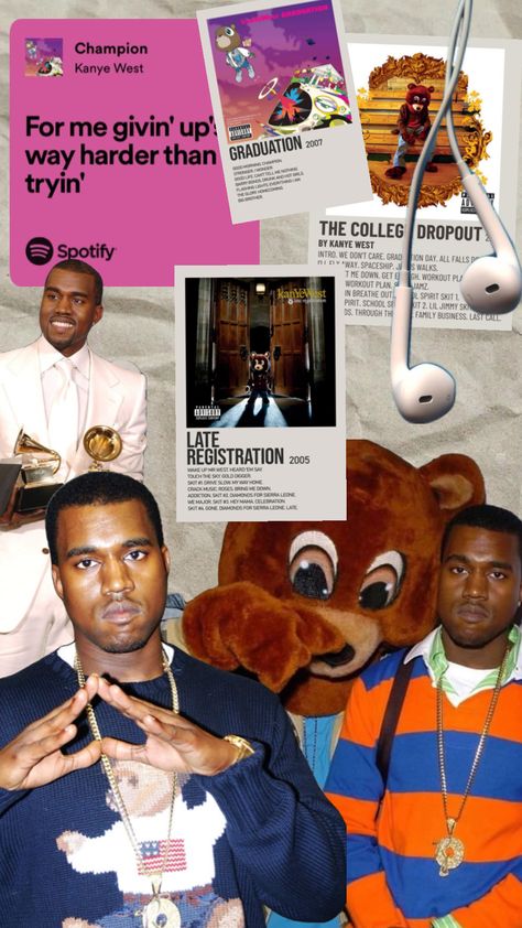 college dropout era kanye Kanye West Wallpaper, Late Registration, College Dropout, Music Poster Design, Breath In Breath Out, Book Images, Family Business, Music Poster, Kanye West