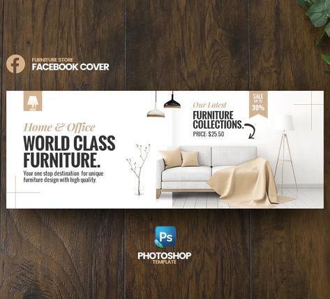 Furniture Facebook Cover Template PSD Furniture Facebook Cover Design, Furniture Banner Design, Furniture Banner, Fb Banner, Banner Design Layout, Cover Facebook, Banner Design Inspiration, Facebook Cover Design, Instagram Banner