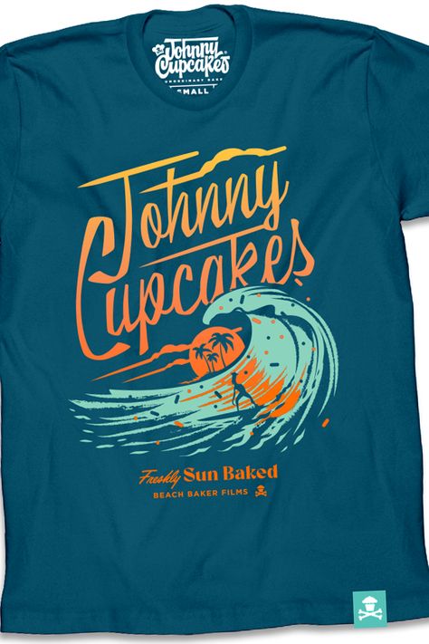 Sun Baked Surf tee by Johnny Cupcakes #johnnycupcakes Surf Tee Design, Surf Graphic, Johnny Cupcakes, Surf Brands, Surf Tee, Surf Design, Surf Tshirt, Shirt Art, Tshirt Art