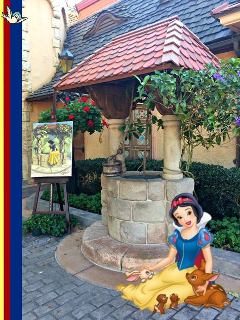 Snow White wishing well http://www.magicalmouseschoolhouse.com Snow White Wishing Well, Wishing Well Sign, Princess Baby, Baby Shower Princess, Cover Ideas, Wishing Well, Disneyland Paris, Backyard Ideas, Walt Disney World