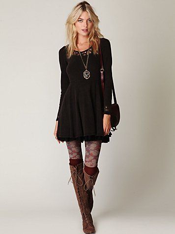 Free People Boots With Laces Outfits, Lace Boots Outfit, Lace Up Boots Outfit, 2010 Outfits, Dress Tights, Socks Boots, Tights Socks, Tall Socks, 2010s Fashion