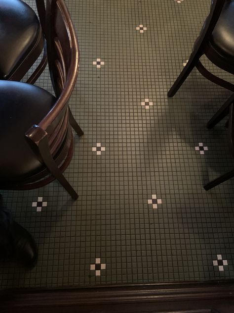 Mosaic Entryway Floor, 1910s Interior Design, Deck Railing Ideas, Entryway Tile, Railing Ideas, Penny Tile, Deck Railing, House Photography, Tile Inspiration