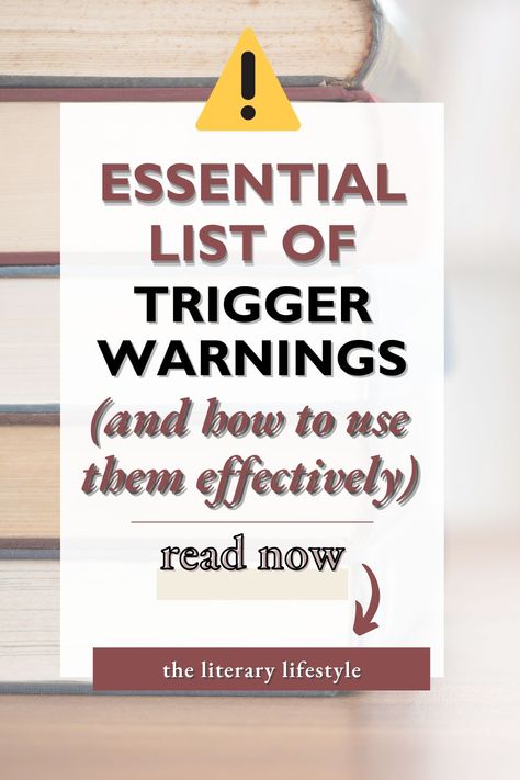 essential list of trigger warnings (and how to use them effectively) read now Trigger Warnings For Books, Trigger List, Fanfic Ideas, Reading Habits, Reading Tips, A Little Life, Essentials List, Historical Books, It Ends With Us