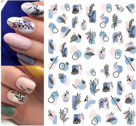 Nails With Stickers Decals, Summer Nails Stickers, Water Sticker Nail Art, Nail Art Stickers Decals Design, Nail Design With Stickers, Gel Nails With Stickers, Cute Nail Stickers, Nails With Flower Stickers, Nail Art With Stickers