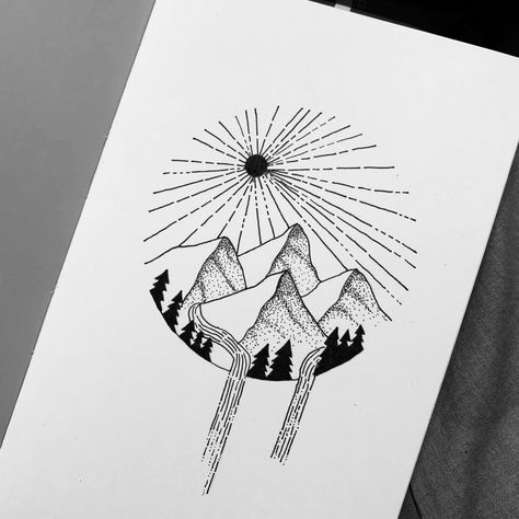 Alpine Tattoo, Alps Tattoo, Swiss Alps Tattoo, Swiss Alps Illustration, Alps Wall Art, Swiss Alps Ski Resort, Fineliner Art, Fine Line Tattoos, Art Tattoo