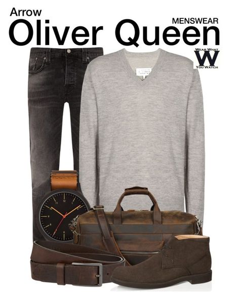 "Arrow" by wearwhatyouwatch ❤ liked on Polyvore featuring Nudie Jeans Co., Maison Margiela, Komono, HUGO, Tod's, men's fashion, menswear, television and wearwhatyouwatch Queen Inspired Outfits, Nerdy Outfits, Character Fashion, Queen Style, Queen Outfit, Oliver Queen, Stephen Amell, Fashion Menswear, Nudie Jeans