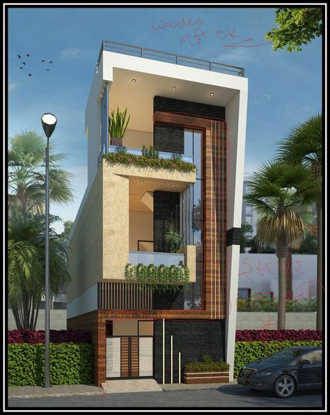 FRONT ELEVATION DESIGN Front Elevation Design, False Ceiling Living Room, Front Door Design Wood, Front Elevation Designs, Villa Plan, Architect Design House, Elevation Design, Duplex House Design, Duplex House