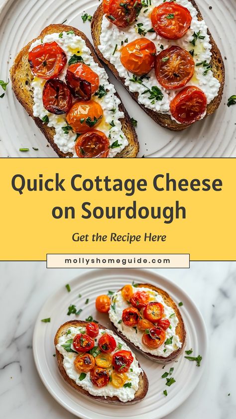 Indulge in a delightful combination of creamy cottage cheese on toasted sourdough bread - the perfect savory snack that's quick and easy to make. Elevate your breakfast or afternoon break with this tasty and satisfying treat. Cottage cheese adds a rich and velvety texture, while sourdough provides a crispy and tangy base for a delicious contrast of flavors. Try this simple yet delicious pairing for a wholesome and nourishing meal any time of the day.

Ingredients
2 pieces of sourdough
1 tablespo Blueberry Cottage Cheese Bread, Cottage Cheese Toast Savory, Savory Cottage Cheese Recipes, Cottage Cheese Toast, Low Calorie Pancakes, Cottage Cheese Breakfast, Cottage Cheese Snack, Cottage Cheese Pancakes, Cottage Cheese Recipes