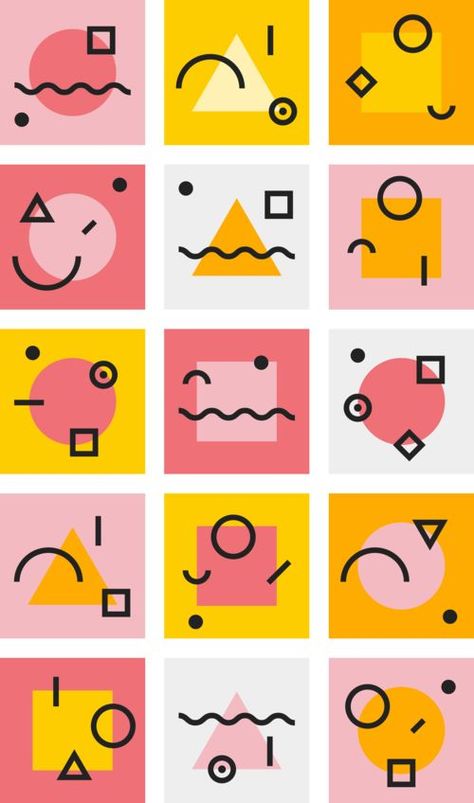 Memphis Design Illustration, Trendy Design Graphic, Abstract Branding, Ui Design Tutorial, Abstract Icons, Desain Merek, Illustration Design Graphique, Ios App Design, 달력 디자인