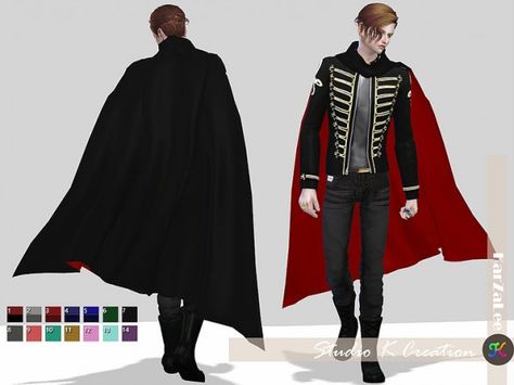 Studio K Creation: Mantle long acc The Sims 4 Cc Cloak, Sims 4 Wizard Clothes, Sims 4 Cc Wizard Clothes, Sims 4 Cape Cc, Sims 4 Cloak Cc, Sims 4 Cloak, Sims 4 Men Clothing, Knight Outfit, Sims 4 Male Clothes