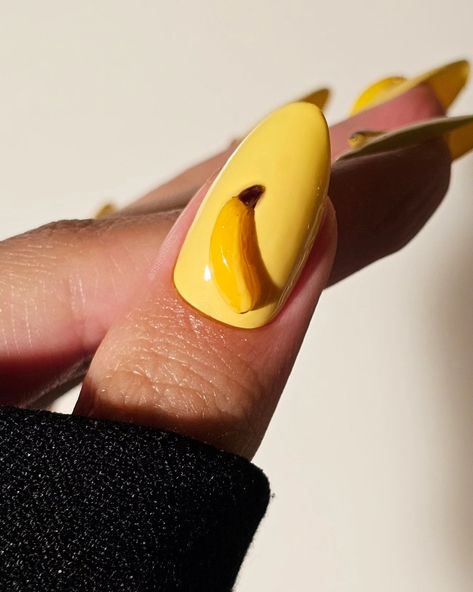 which do you prefer, the 1st or 2nd ver? 🍌☺️ highly inspired by @66wind99 & as requested from the wonderful @nailartbysig & @sunbeamnails 💖 Ft. @gelcare.official Sunny-Side Up, French Alps, Jelly Brown, Top Coat @amazonca White 3D gel #3dnails #banananails #3dbanana #spring #texturednails #pressons #yellownails #bananas #pinterestnails #3dnailart #sodaonmylips #avantgarde #summernails #torontonails #nailinspo #gelpolish #inbeautmag #nailstagram #springnails #maximalist #gelnails #fruitnai... Banana Nail Art, Nail Colour, French Alps, Yellow Nails, Brown Top, 3d Nail Art, 3d Nails, Top Coat, Spring Nails