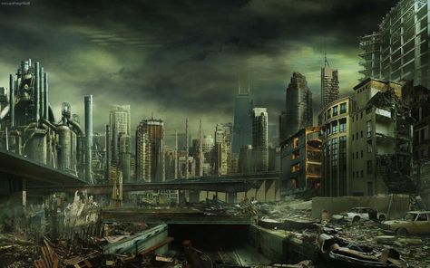 Destroyed City Wallpapers - Full HD wallpaper search Art Apocalypse, Chicago Wallpaper, Post Apocalyptic City, Broken City, Wallpaper City, Abandoned City, Post Apocalyptic Art, Apocalypse Art, City Background