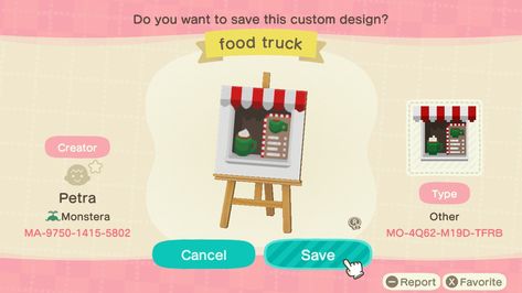 Acnh Hot Cocoa Truck, Acnh Truck Design, Acnh Hot Cocoa Stand, Acnh Coffee Truck, Acnh Food Truck Design Code, Acnh Food Truck, Acnh Holiday, Acnh Christmas Code, Acnh Citycore