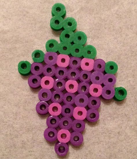 Grape vine perler bead magnet by Elly-Monshtawr on deviantart Grape Craft, Melted Beads, Perler Creations, Melty Bead Patterns, Fuse Bead Patterns, American Girl Crafts, Seed Beading, Melty Beads, Diy Perler Beads