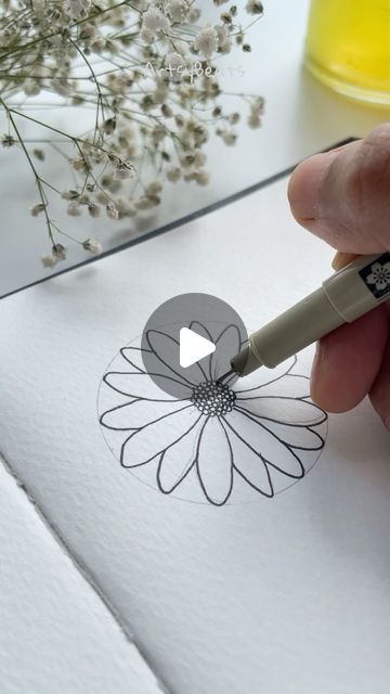 Flower Doodles | Mandala | Zen art✨ on Instagram: "Let’s draw a Daisy 🌼

Check out our collection of easy and fun worksheets with step by step tutorial and practice sheets, available for instant download. 
Start creating today 🌼
.
Immerse yourself in the therapeutic and calming experience of drawing ✍️
. 
www.artsybeats.com 🔗 
LINK IN BIO 🔗
.
.
#createwithartsybeats #drawingtutorial #stepbystep #flowerdrawings #flowertutorial #learnart #cooldrawing #embroideryart #inkdoodle #doodlelove #daisy #daisyflower #hennaflower" Draw A Daisy, Doodles Mandala, Ink Doodles, Flower Henna, Fun Worksheets, Learn Art, Zen Art, Flower Doodles, Flower Tutorial