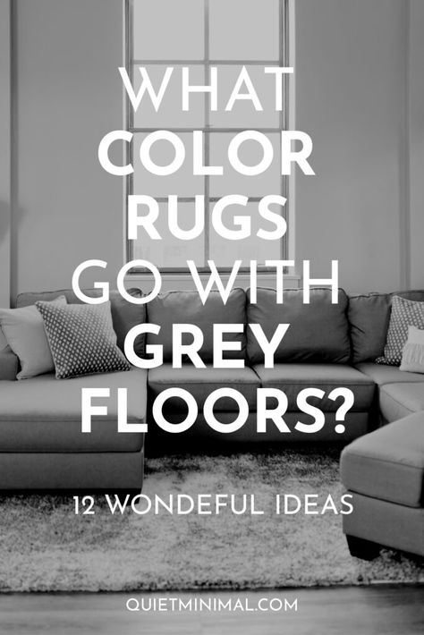 Rugs That Go With Light Grey Floors, Grey Floor With Rug, Rugs On Gray Tile Floor, Rug On Light Grey Floor, Rug On Gray Wood Floor, Grey Floor Rugs, Rug With Grey Floor, Dark Grey Flooring Bedroom, Grey Bedroom Rugs