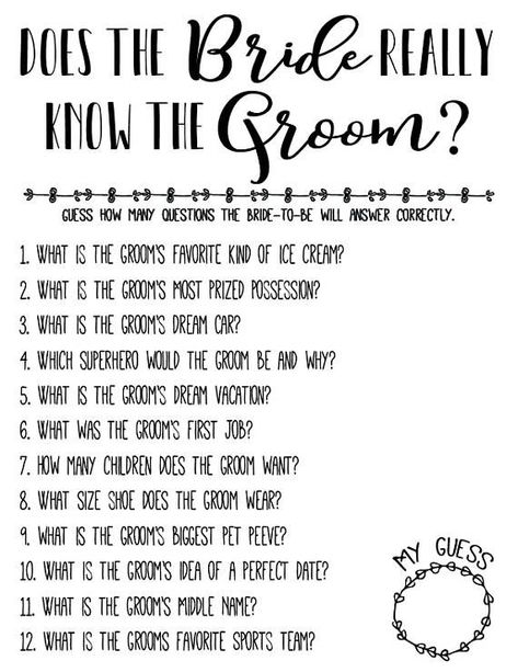 Games For Bride And Groom, Bridal Shower Question Game, Bridal Shower Questions, Fun Bridal Shower Games, Bridal Shower Printables, Question Game, Hens Party, Bachelorette Party Games, Wedding Shower Ideas