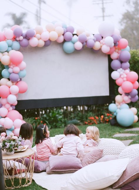 Movie Night Birthday Party Ideas, Movie Night Under The Stars, Outdoor Movie Party, Movie Night Birthday, Girls Night Movies, Night Birthday Party, Pink Popcorn, Movie Night Birthday Party, Your Next Movie