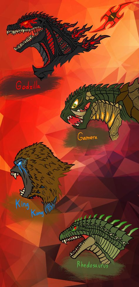 Redesign of Godzilla, Gamera, King Kong and Rhedosaurus. Godzilla 1998, Castlevania Lord Of Shadow, Godzilla 2, Godzilla Funny, Godzilla Comics, All Godzilla Monsters, Beast Creature, Magazine Images, Kaiju Art