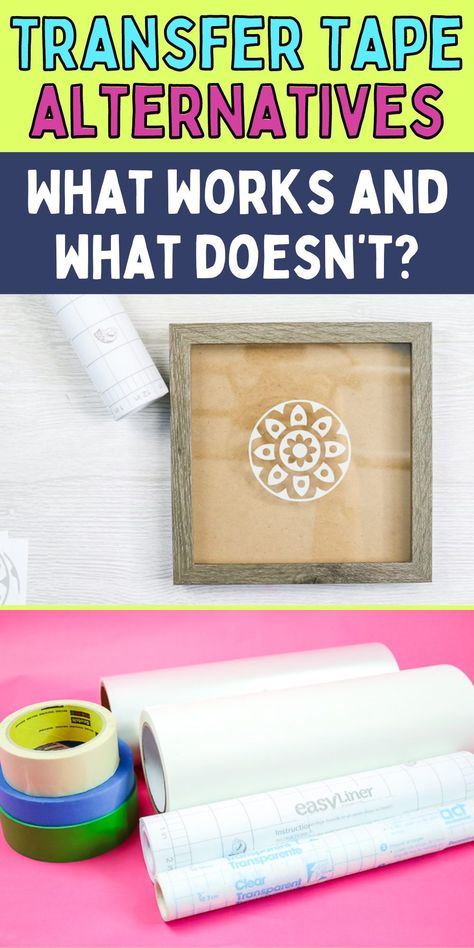 Using Transfer Paper With Vinyl, Tape Transfer Diy, Transfer Tape For Vinyl Alternative, Cricut Transfer Tape Tips, How To Use Transfer Tape With Cricut, Transfer Tape Hack, Laminator Ideas, Packing Tape Image Transfer, Transfer Tape For Vinyl